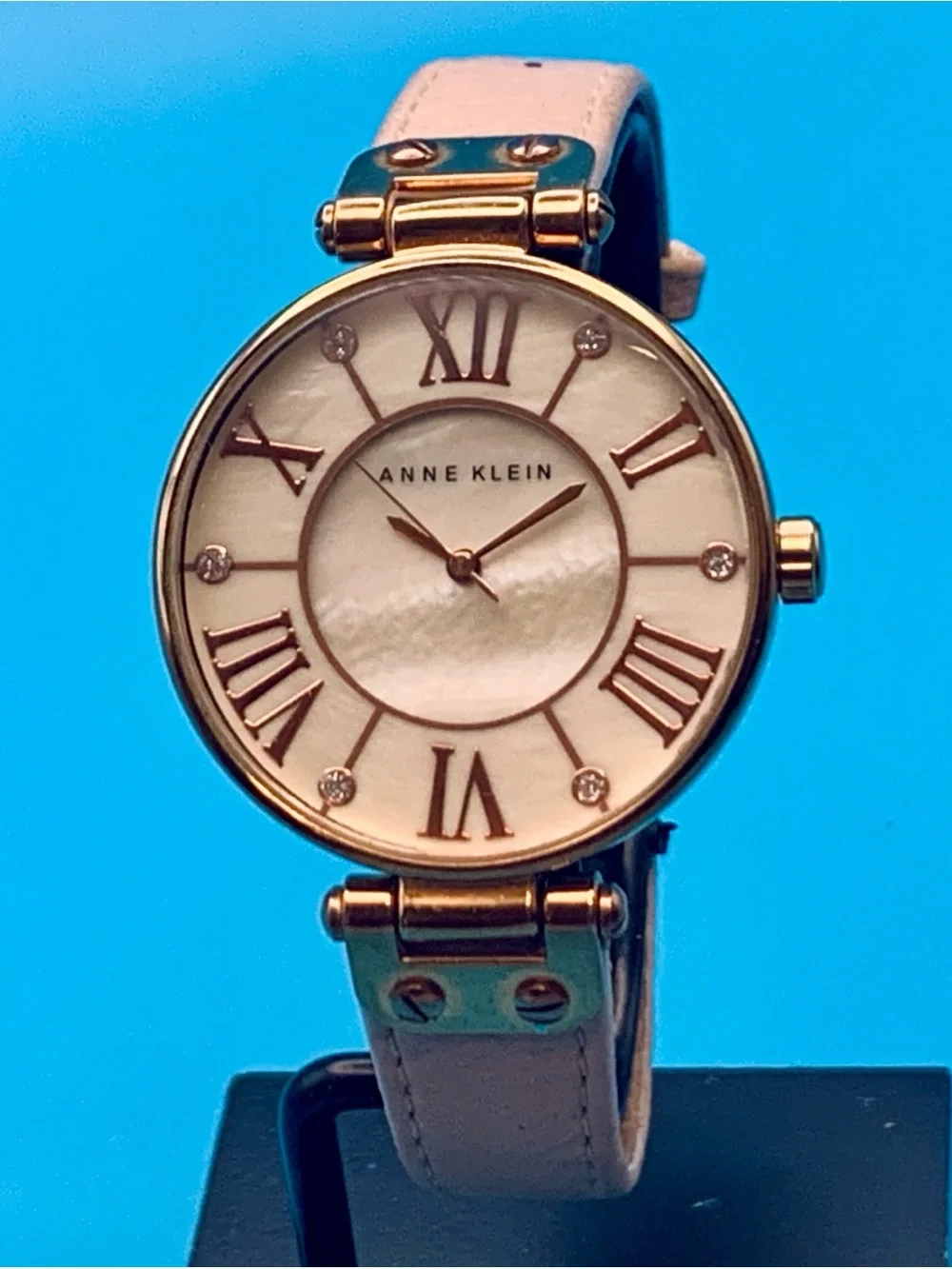 ANNE KLEIN 10/9918 Women’s Quartz Wristwatch MOP Dial Crystals Works New Battery